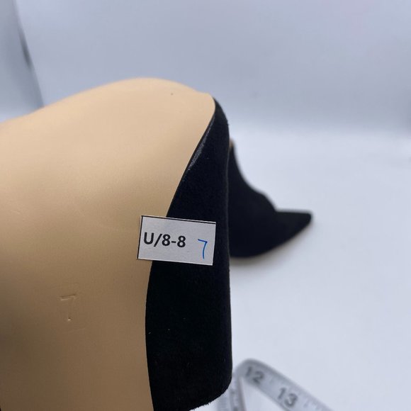 FSJ Black Suede High Heels Sandals Open Toe Mules Sexy Slide Shoes - Picture 7 of 11